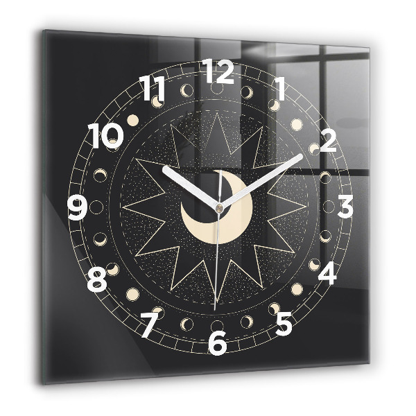 Square glass wall clock Moon phases