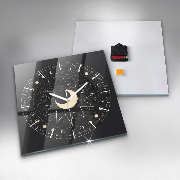 Square glass wall clock Moon phases
