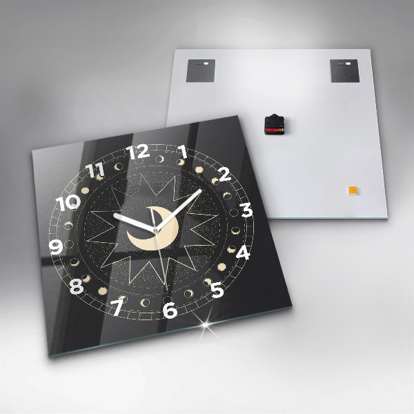 Square glass wall clock Moon phases