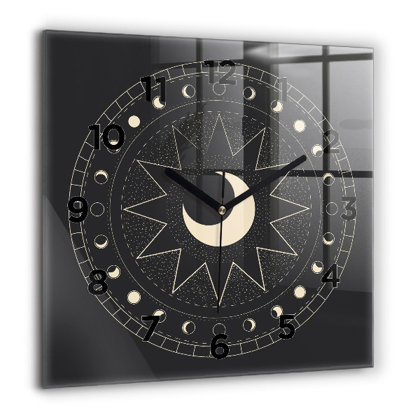 Square glass wall clock Moon phases