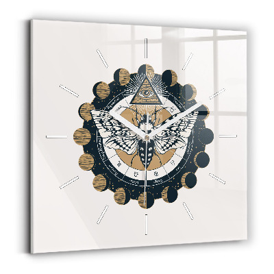 Square glass wall clock Moon Phases and the Eye