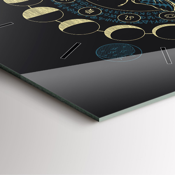 Square glass wall clock Moon Phases and Insect