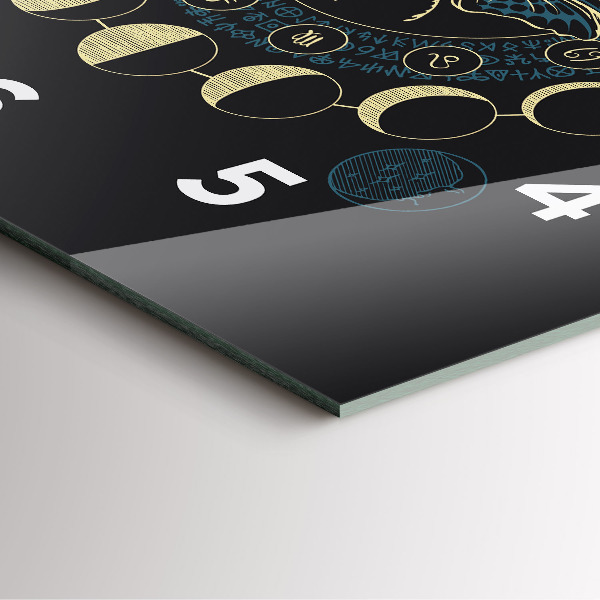 Square glass wall clock Moon Phases and Insect