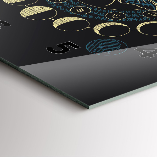 Square glass wall clock Moon Phases and Insect