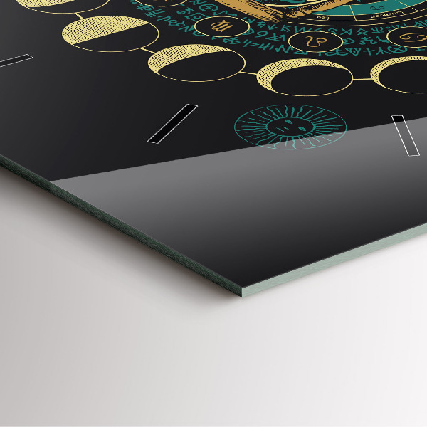 Square glass wall clock Moon phases and hourglass