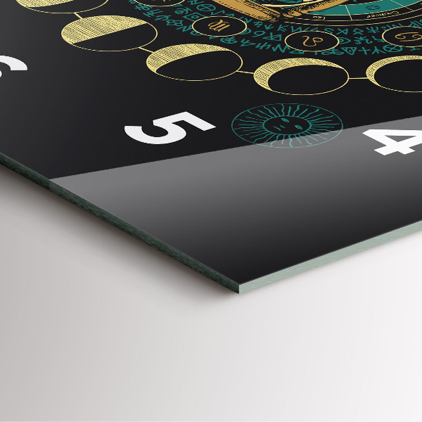 Square glass wall clock Moon phases and hourglass