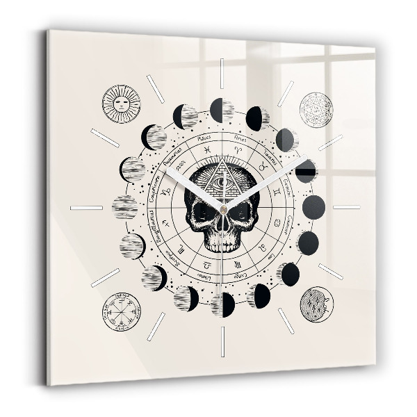 Square glass wall clock Moon phases