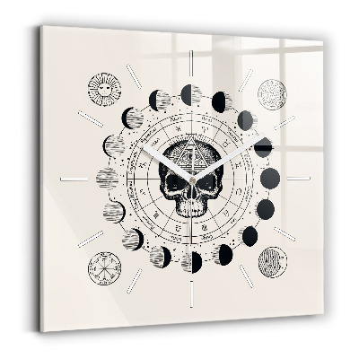 Square glass wall clock Moon phases