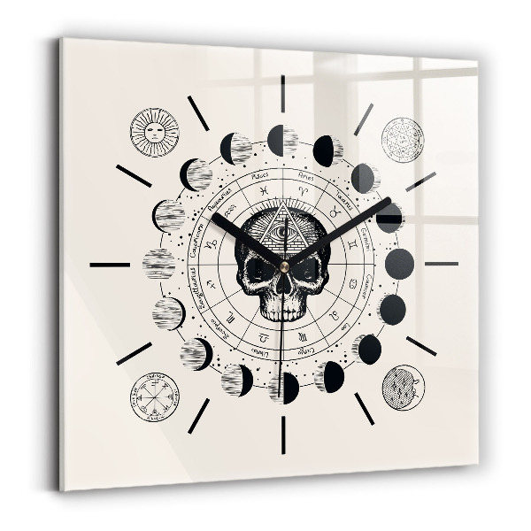 Square glass wall clock Moon phases