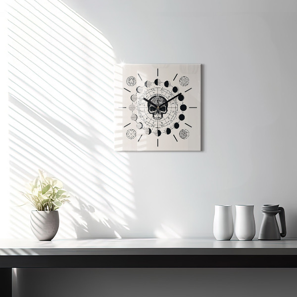 Square glass wall clock Moon phases