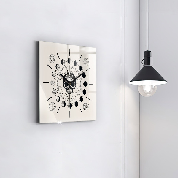 Square glass wall clock Moon phases