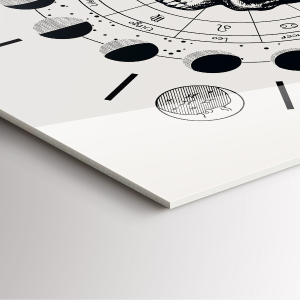 Square glass wall clock Moon phases