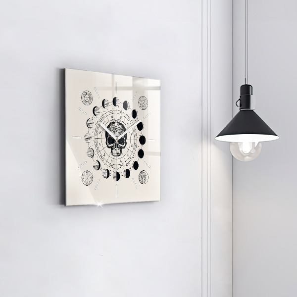 Square glass wall clock Moon phases