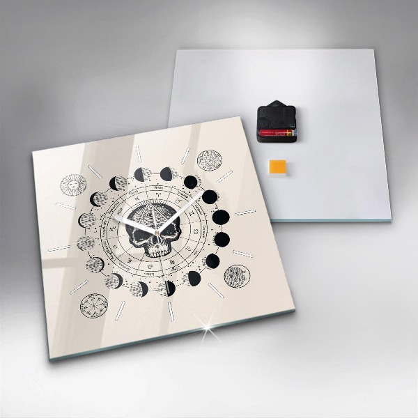 Square glass wall clock Moon phases