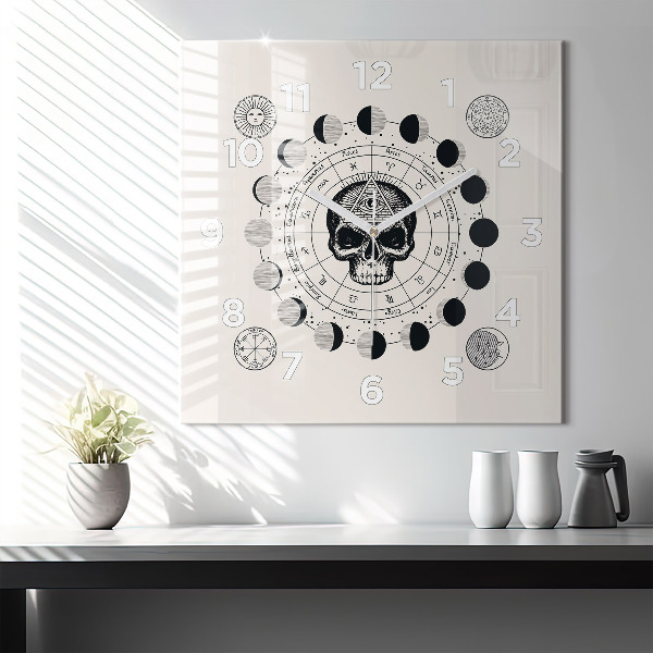 Square glass wall clock Moon phases