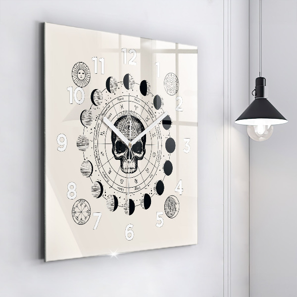 Square glass wall clock Moon phases