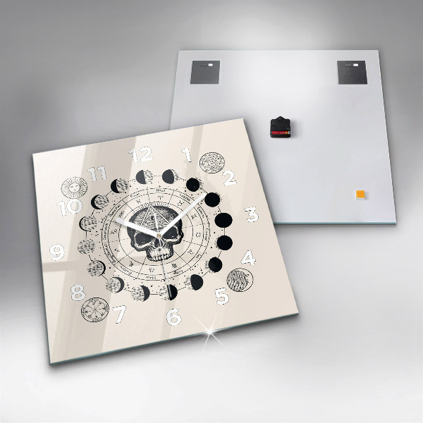 Square glass wall clock Moon phases