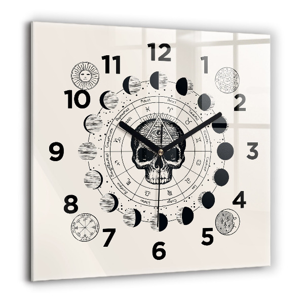 Square glass wall clock Moon phases