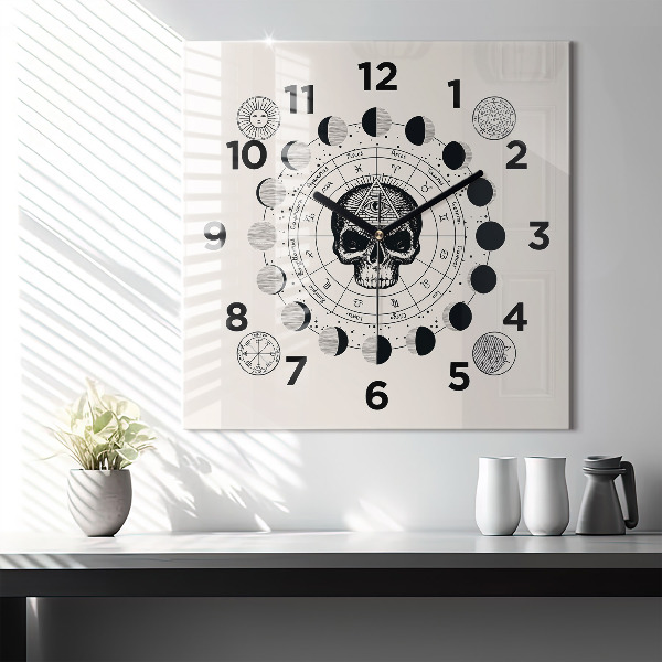 Square glass wall clock Moon phases