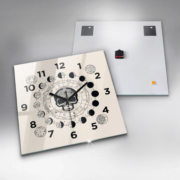 Square glass wall clock Moon phases