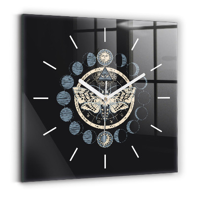 Square glass wall clock Moon phases