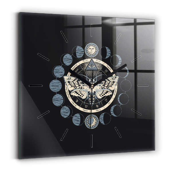 Square glass wall clock Moon phases