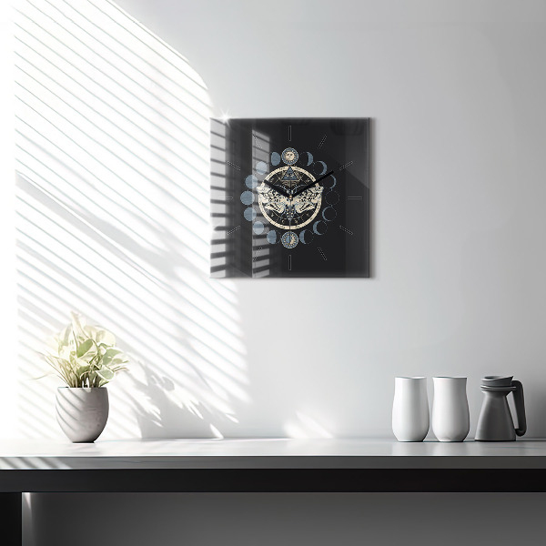 Square glass wall clock Moon phases