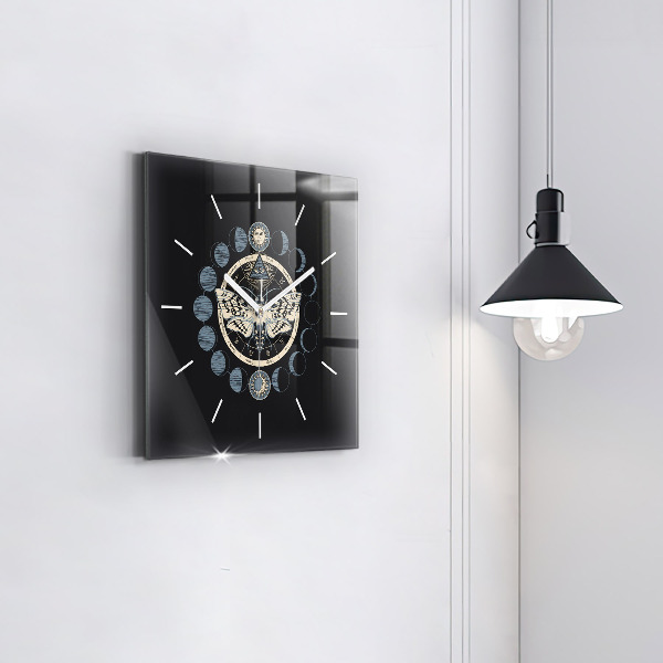 Square glass wall clock Moon phases
