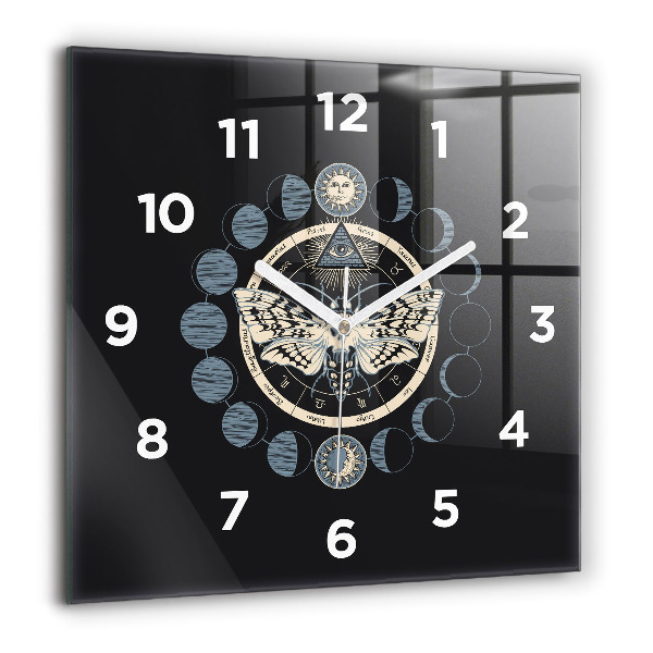 Square glass wall clock Moon phases