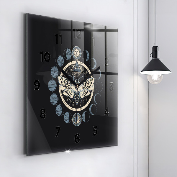 Square glass wall clock Moon phases