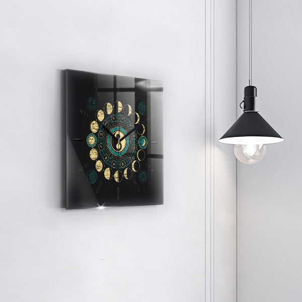 Square glass wall clock Moon phases