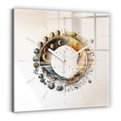 Square glass wall clock Astronomy clock