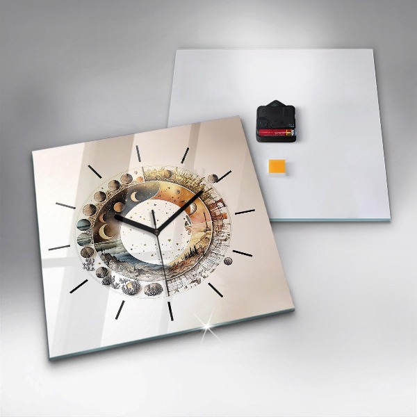 Square glass wall clock Astronomy clock