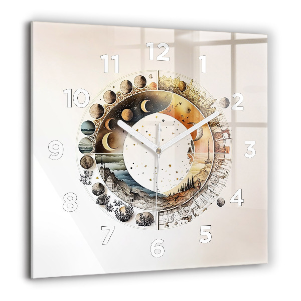Square glass wall clock Astronomy clock