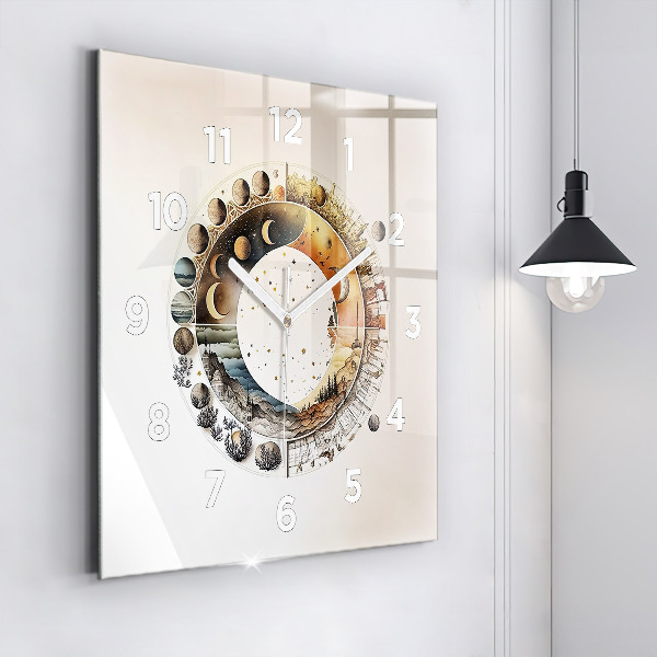 Square glass wall clock Astronomy clock
