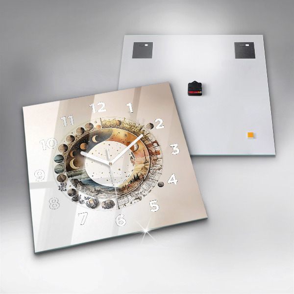 Square glass wall clock Astronomy clock