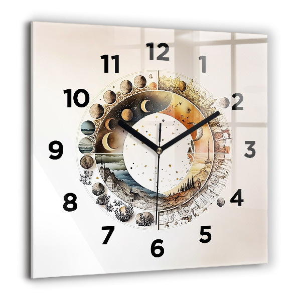 Square glass wall clock Astronomy clock