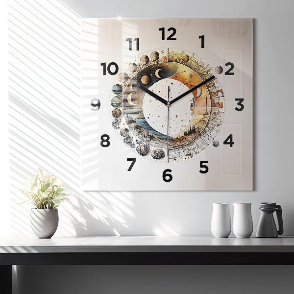 Square glass wall clock Astronomy clock