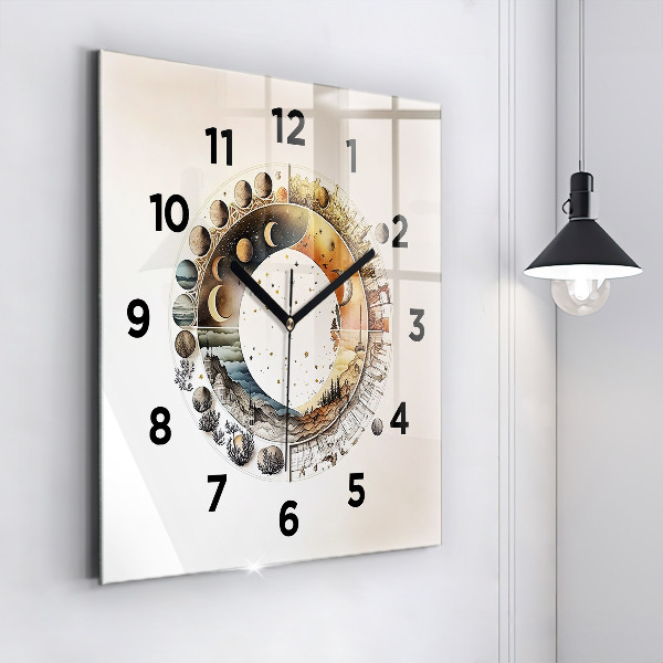 Square glass wall clock Astronomy clock