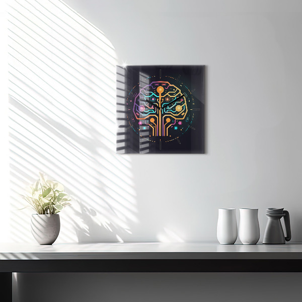 Square glass wall clock Colorful abstraction