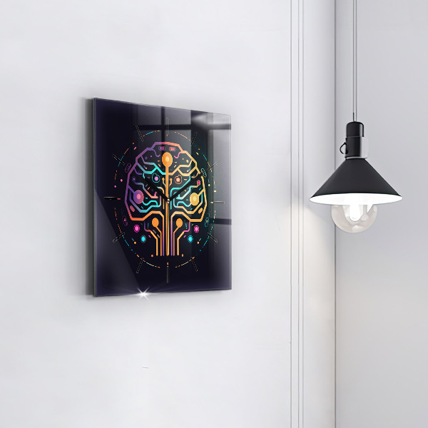 Square glass wall clock Colorful abstraction