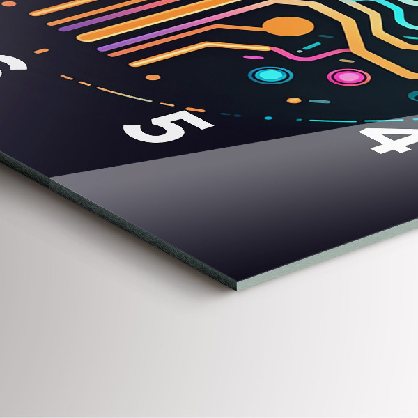 Square glass wall clock Colorful abstraction