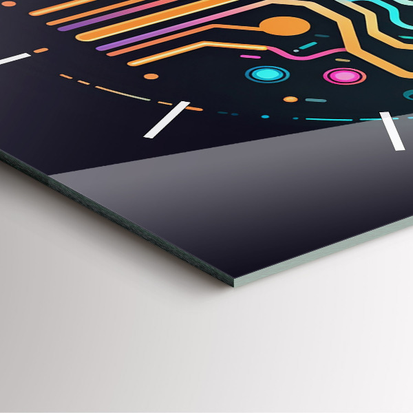 Square glass wall clock Colorful abstraction