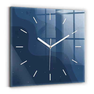 Square glass wall clock Blue waves