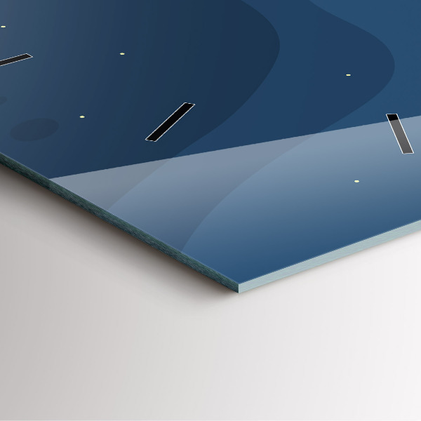 Square glass wall clock Blue waves