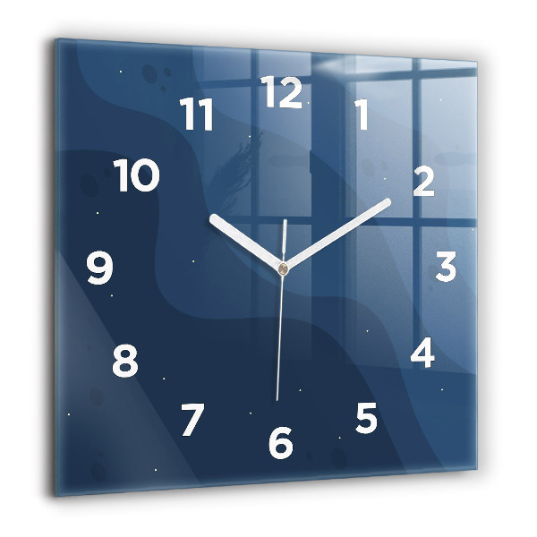 Square glass wall clock Blue waves