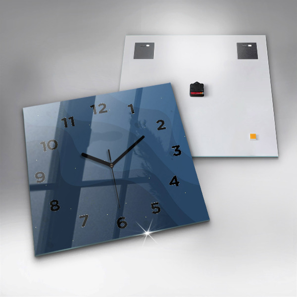 Square glass wall clock Blue waves