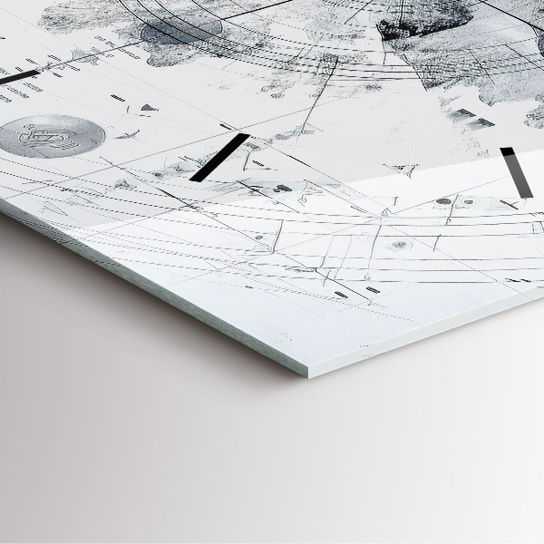 Square glass wall clock Cartoon mountains