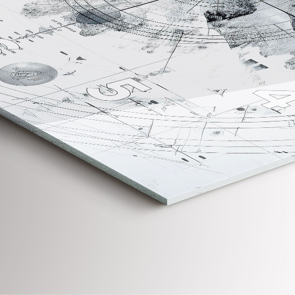 Square glass wall clock Cartoon mountains