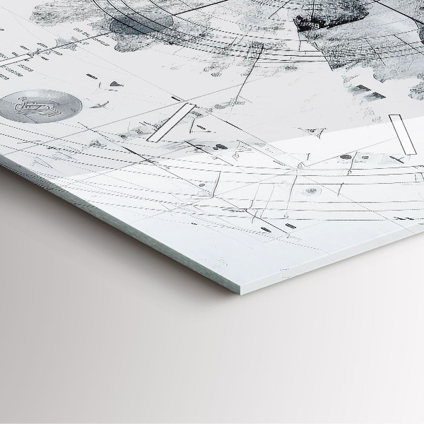 Square glass wall clock Cartoon mountains